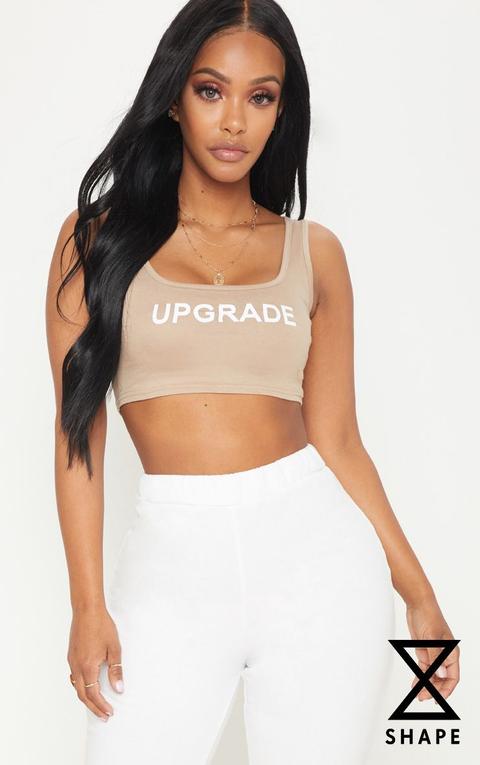 Shape Stone Upgrade Slogan Crop Top