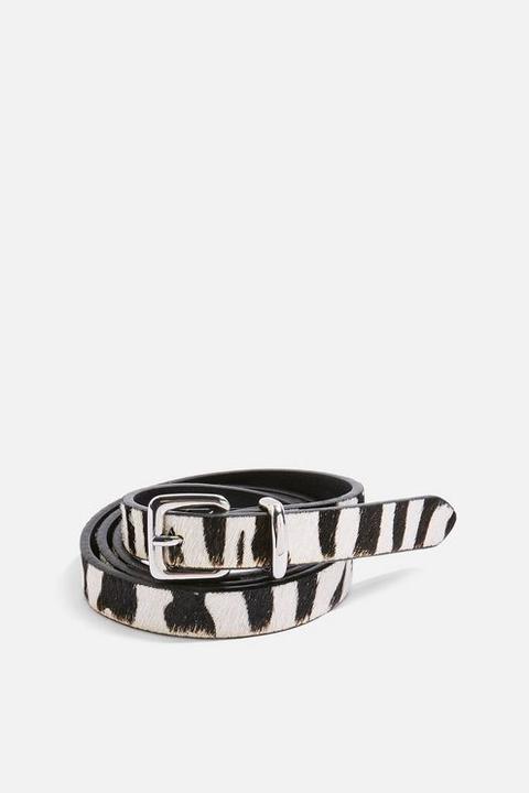 Womens Zebra Skinny Keeper Belt - Monochrome, Monochrome
