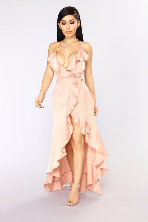 Spread The Word Satin Dress - Blush