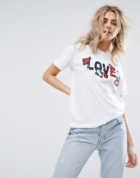 Camiseta Con Eslogan Adornado De Boohoo