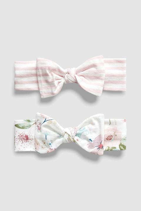 Girls Next Ecru Floral/pink Stripe Headbands Two Pack (0mths