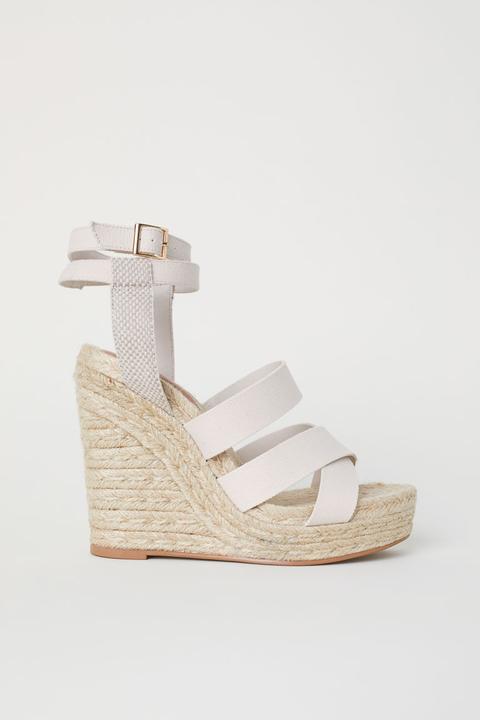 Sandalias De Plataforma Y Cuña - Beis