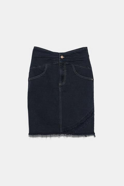 Falda Denim Frunces Cintura