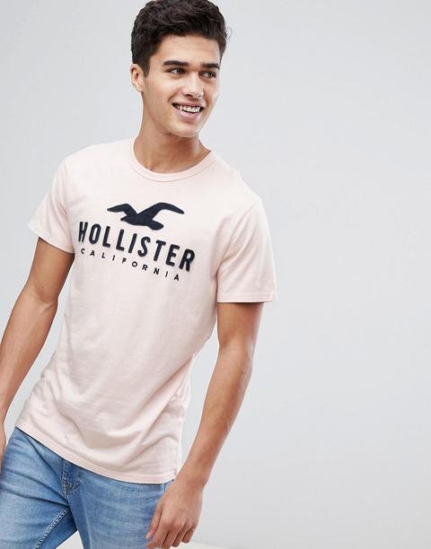 Camiseta Con Logo Grande En Rosa De Hollister
