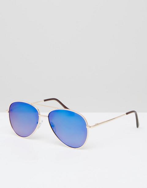 Gafas De Aviados Con Lentes Planas En Azul Flash De Asos