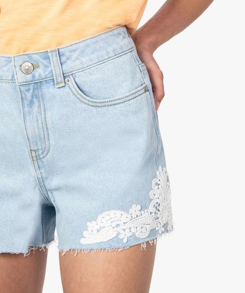 Short Femme En Jean A Bord Franc Et Dentelle From Gemo On 21 Buttons