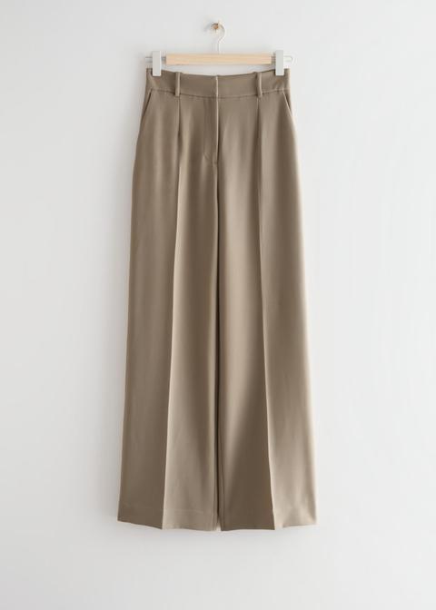 Wide Flared Trousers - Brown