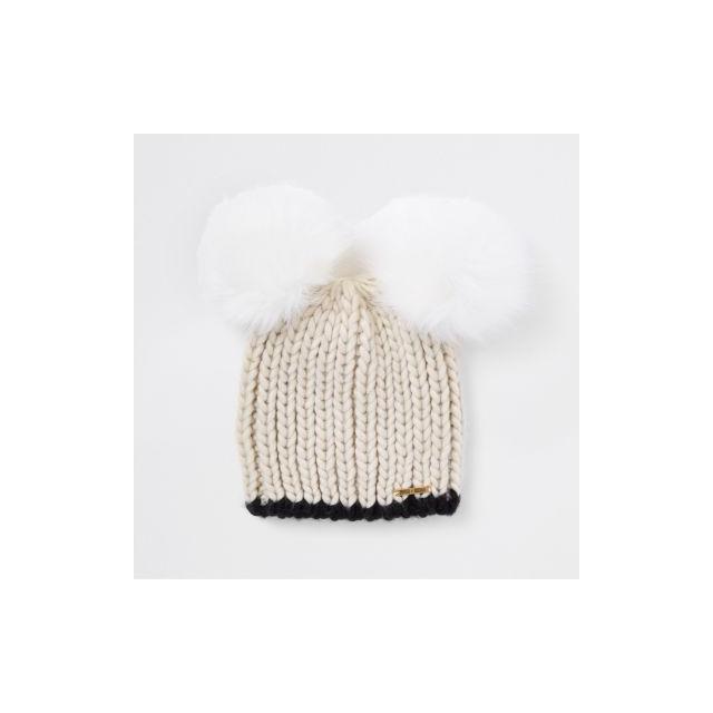 river island double pom pom hat