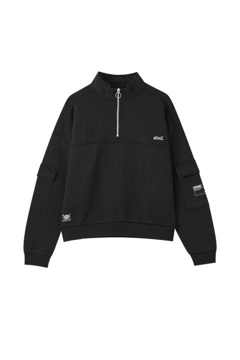 Sudadera Negra Etiqueta Bordada