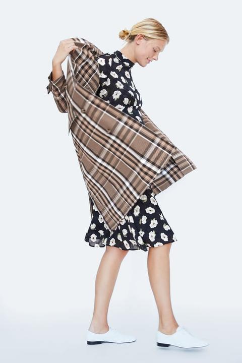 Plaid Double-breasted Trench Coat