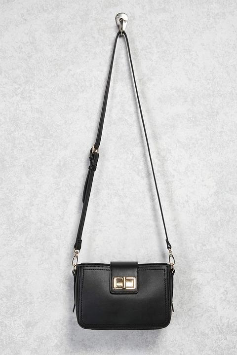 Faux Leather Turnlock Crossbody