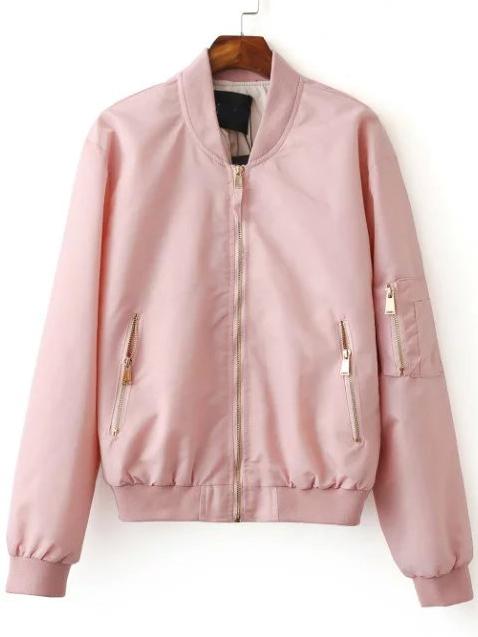 Giacca Bomber Con Cerniera Rosa