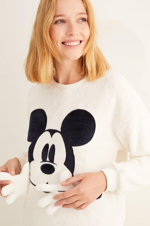 Pijama Polar Calandrado Mickey Blanco