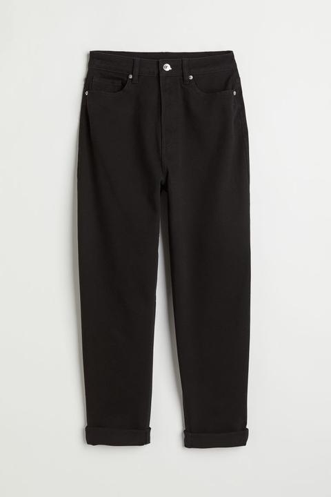 Pantalón De Sarga Mom Loose Fit - Negro