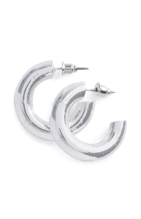Silver Chunky Small Hoops