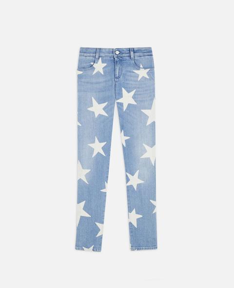 Jeans Ankle Grazer Con Stampa Stelle