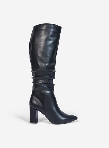 Womens Black 'khloe' Pull On Ruched Boots, Black