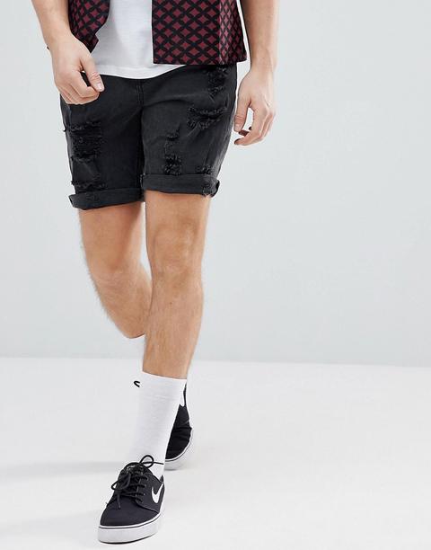 asos black denim shorts