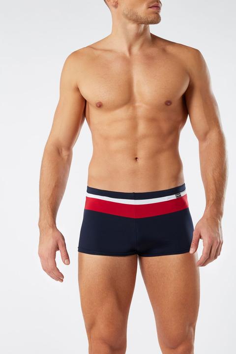 square cut swim trunks