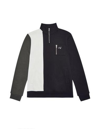Mens Black, Khaki And Ecru Funnel Neck Sweatshirt With Mb Embroidery, Black