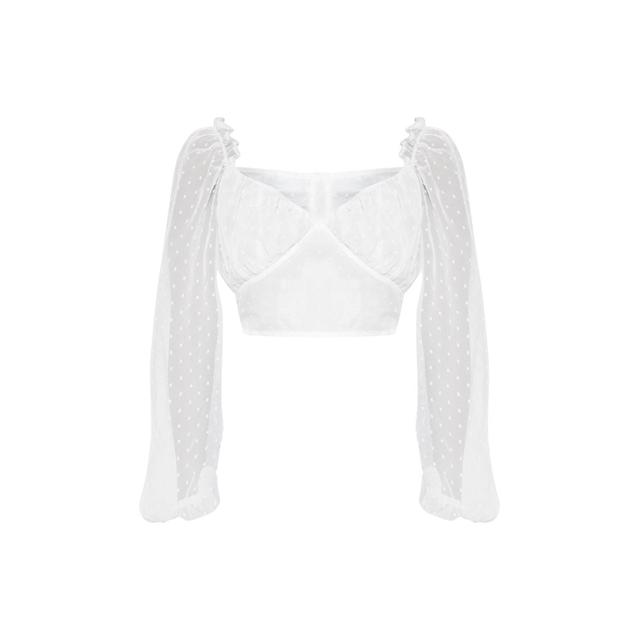 MORCHAN Mode f/éminine Impression Manches Longues Stand col en Mousseline de Soie Chemise Blouse Tops