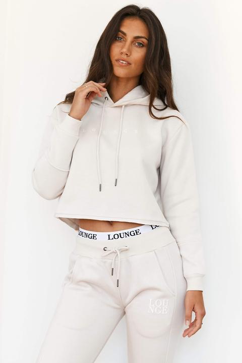 Cream Cropped Hoodie