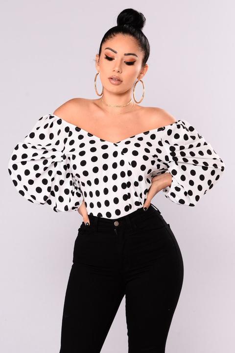 Gabby Surplice Top - White/ Black
