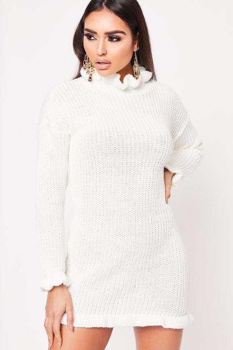 Jemma Cream High Neck Knitted Dress