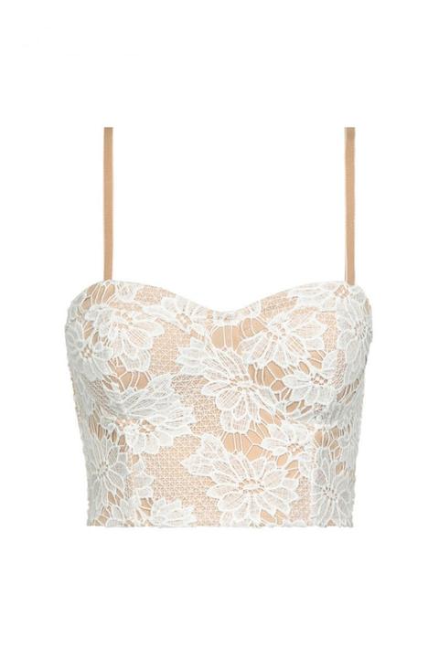 Bustier Rosa Con Pizzo Bianco