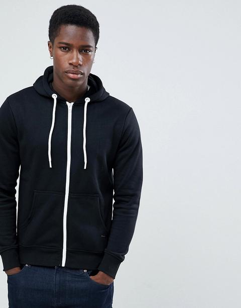 Solid - Felpa Con Cappuccio E Zip Nera - Nero