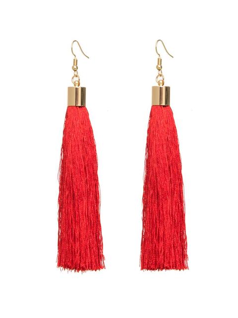 Towie Red Long Tassel Earrings