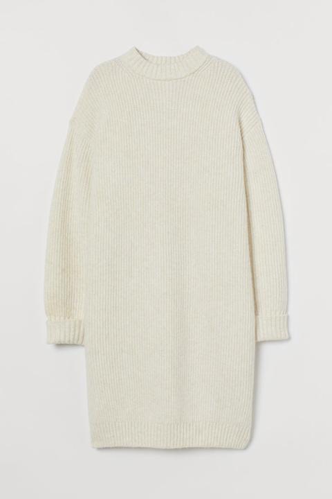 Rib-knit Dress - White