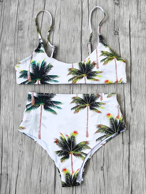 Set Di Bikini Con Stampa Di Albero Di Palma