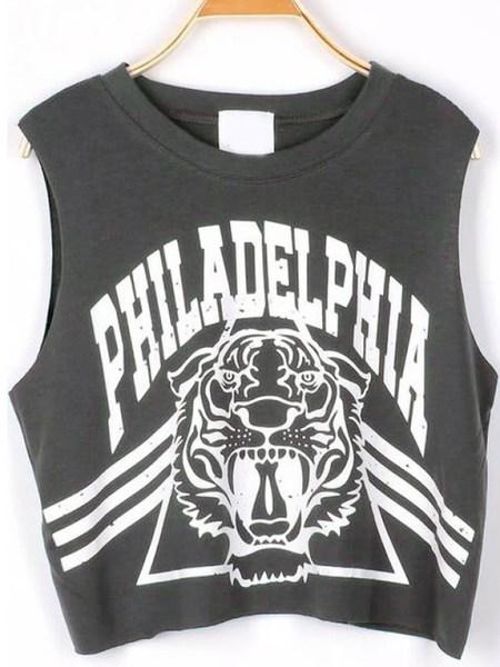 Top Stampato Philadelphia Grigio