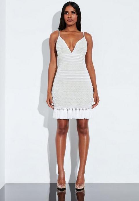 missguided white tassel dress