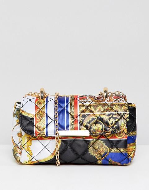 Bolso Pequeño Con Diseño Guateado Y Estampado Estilo Fular En Satén De Asos Design-multicolor