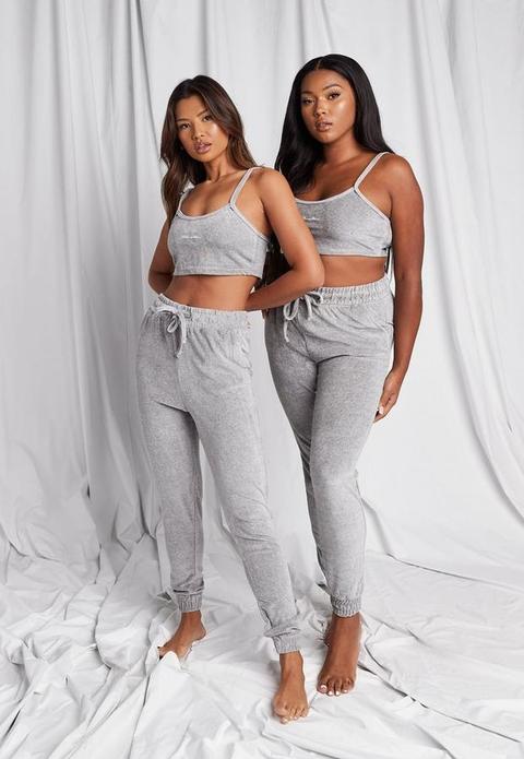 Grey Velvet Loungewear Joggers, Grey