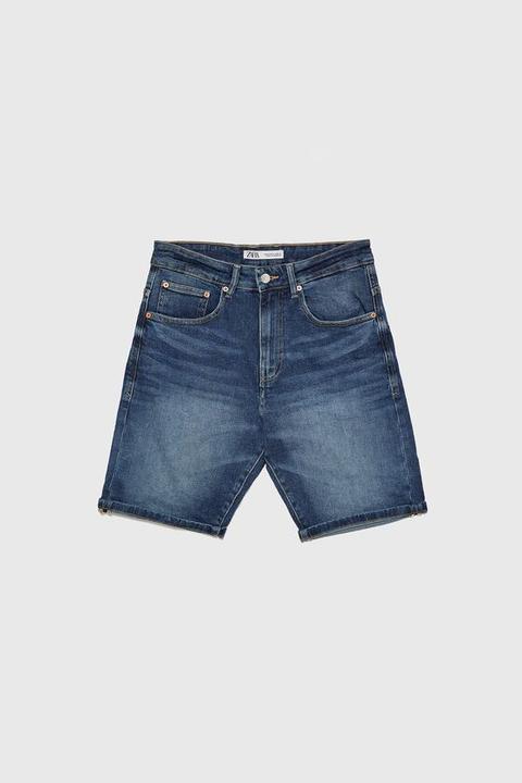 Basic Denim Bermuda Shorts