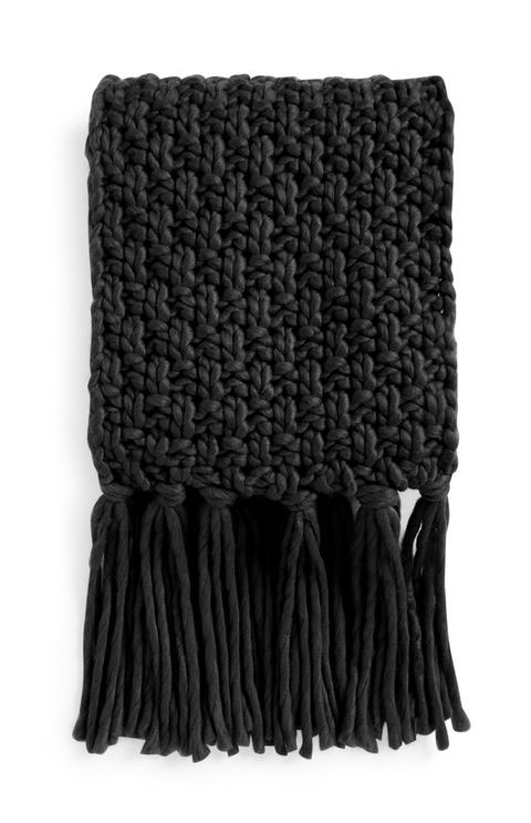 Black Chunky Knit Scarf