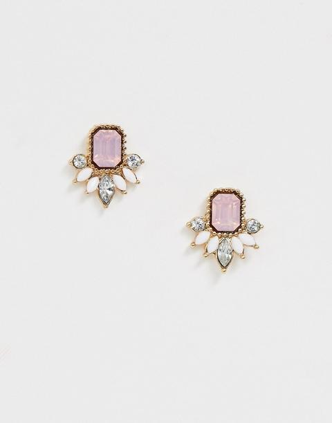 Pendientes De Botón Con Delicada Pedrería En Dorado De Asos Design-rosa