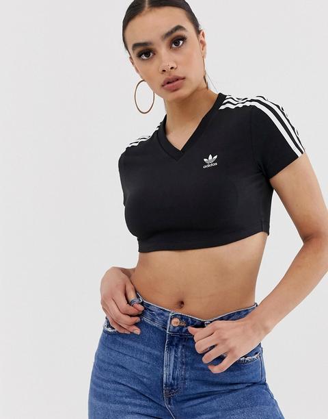 Adidas Originals Adicolor Three Stripe Cropped T-shirt In Black from ASOS  on 21 Buttons