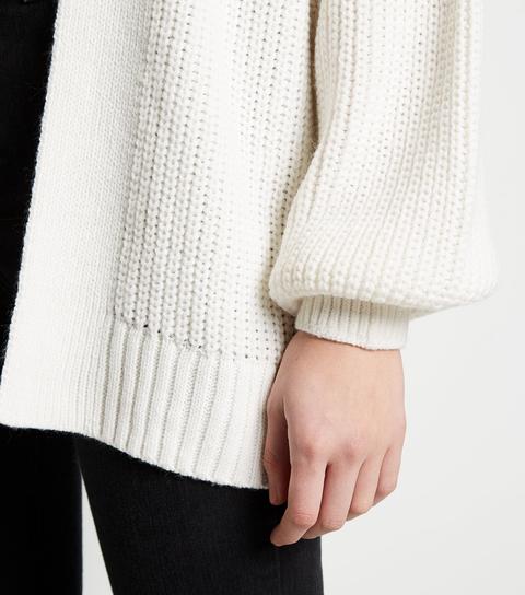 white puff sleeve cardigan