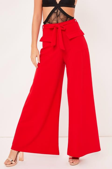 Emma Red Flared Trousers