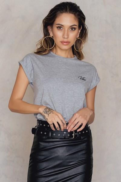 Josefin Ekström For Na-kd Vibe Embroidery T-shirt - Grey