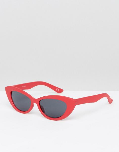 Asos Design - Occhiali Da Sole Appuntiti A Occhi Di Gatto Piccoli - Rosso