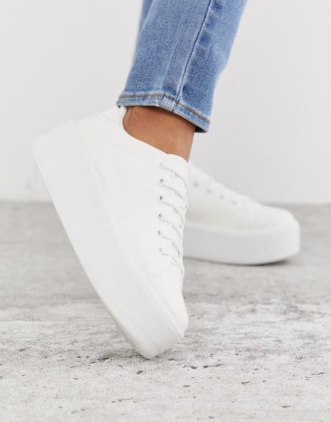 Asos Design - Dreamer - Sneakers Flatform Bianche Con Suola Spessa - Bianco