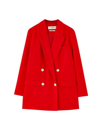 Blazer Roja Cuatro Botones