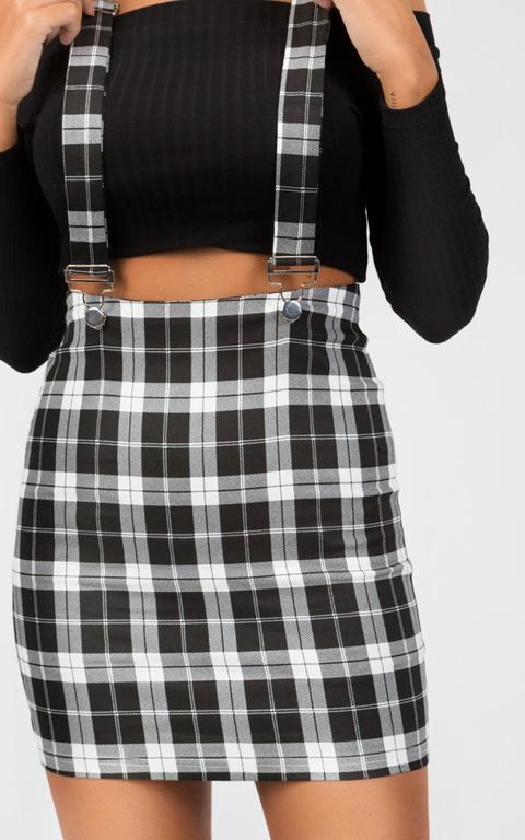 Checkered Pinafore Skirt