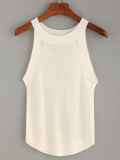 Top Escote Halter Tejido Blanco