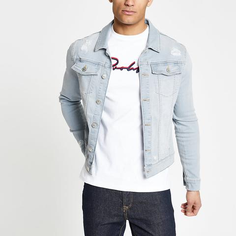 Muscle fit best sale denim jacket